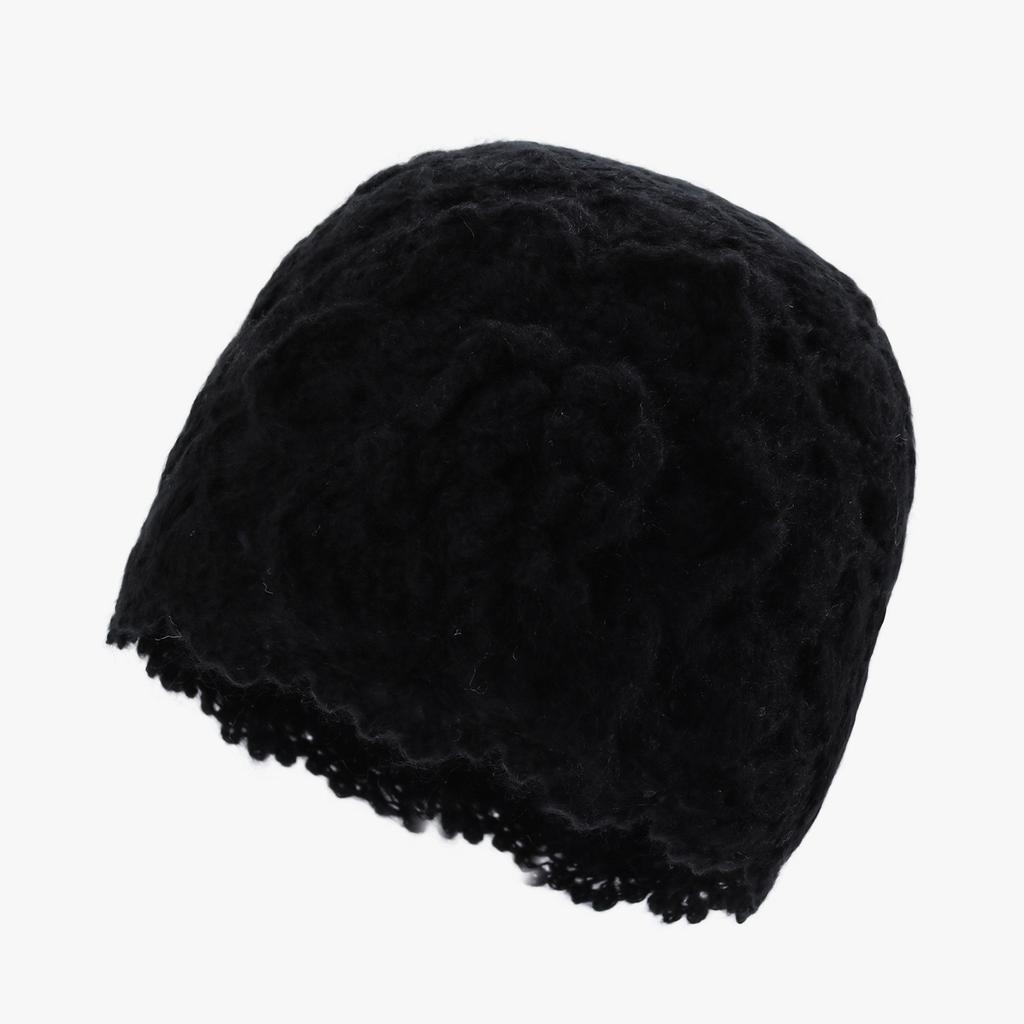 New women's autumn and winter knitted wool hat versatile, sweet and casual pure handmade thickened ear protector headgear