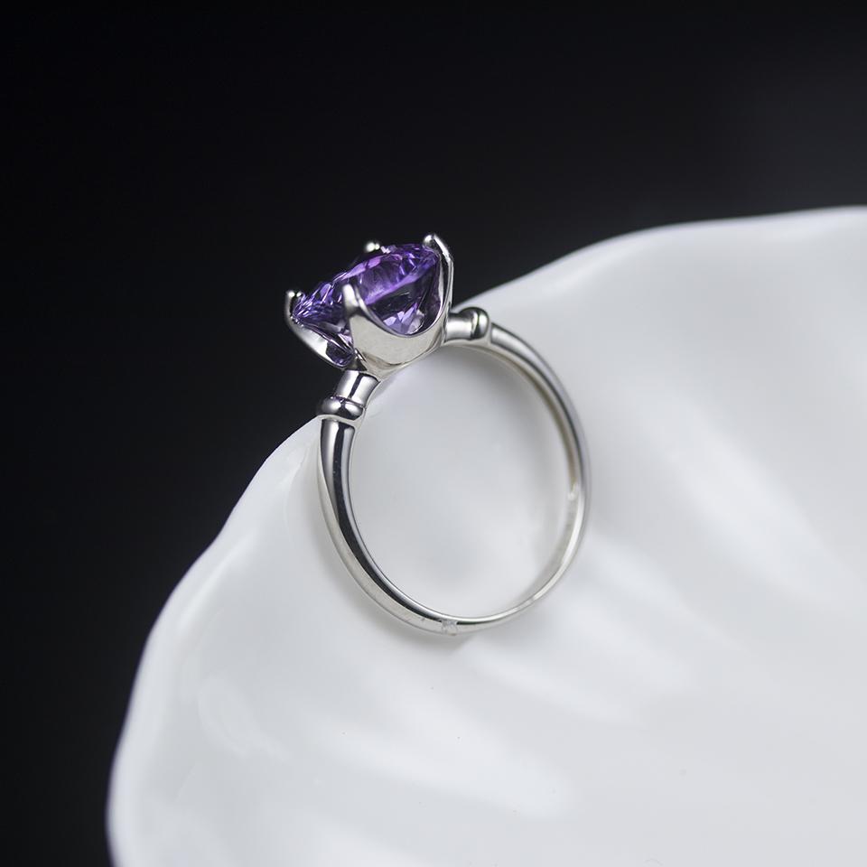 New 925 Sterling Silver Natural Amethyst Jewelry Sets English Clasp Earrings Ring 10.0mm Gemstone for Women