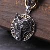 Non-Fade Men's Stainless Steel Wolf Head Nordic Viking Amulet Thor's Hammer Pendant Necklace, Viking King Chain