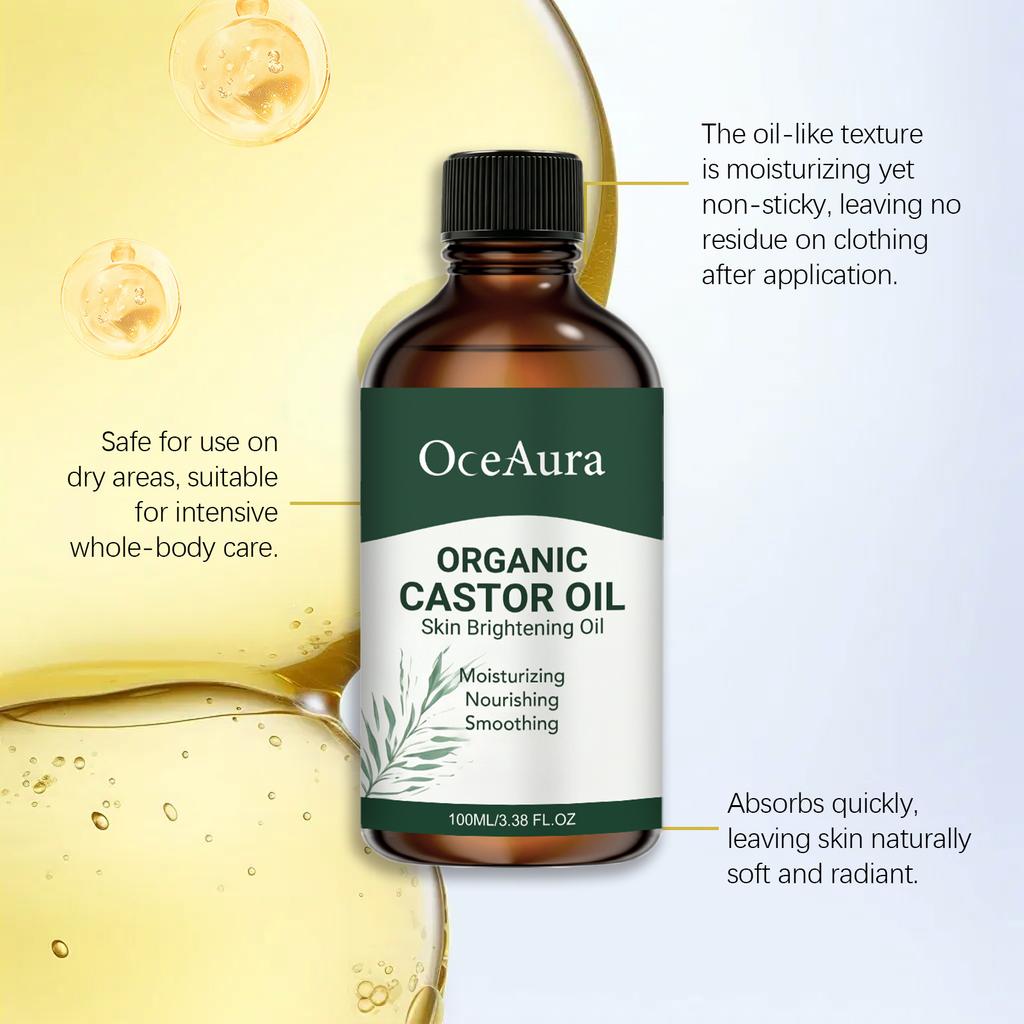 OCEAURA Skin Brightening Oil Plant-Based Castor Extract Moisturizing Smooth Skin Full Body Care Oil 100ml