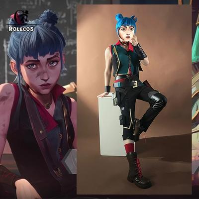 Костюм для косплея Джинкс из 2 сезона игры LoL: комбинезон, жилет, штаны, наряд на Хэллоуин.