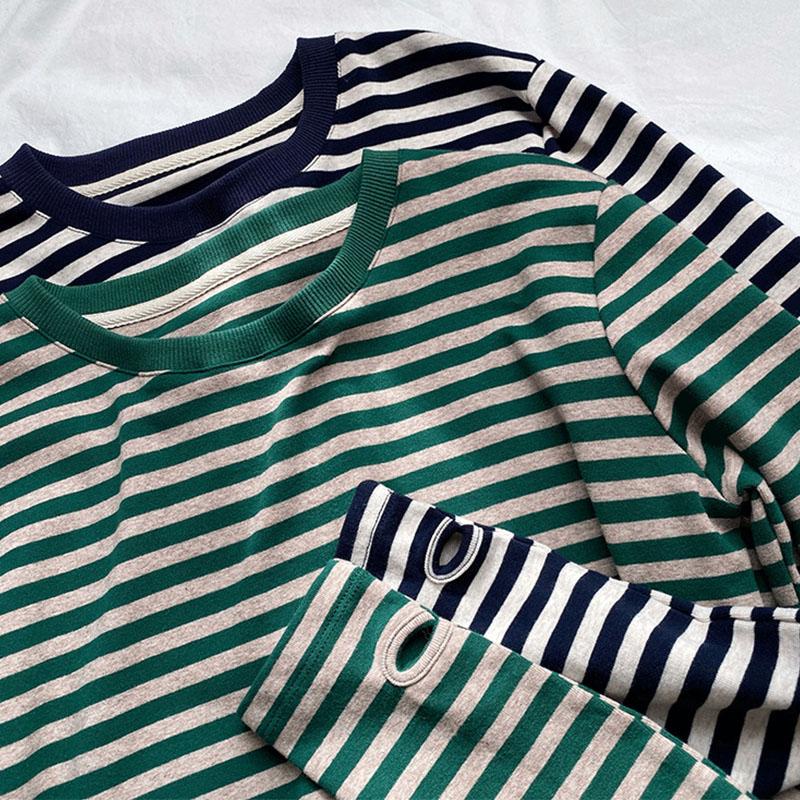 Женские хлопковые футболки с круглым вырезом и длинными рукавами, весенне-летние женские полосатые футболки, повседневные свободные женские пуловеры, топы