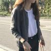 Knitted Sweater Women's Cardigan 2024 New New Black Thin Gray Spring and Autumn Bottoming Sweater Jacket