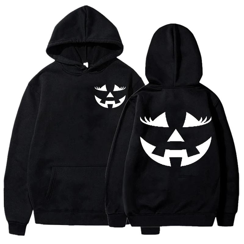 Толстовка с капюшоном с изображением тыквенного лица Jackolantern Funny Halloween Sportwear для женщин Halloween Crewneck Sweatshirt для женщин