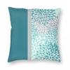Цветочный Бирюзовый Серо-голубой Квадратная Наволочка Полиэстер Лен Бархат Узор Молния Декоративная Наволочка для Домашней Подушки 18"