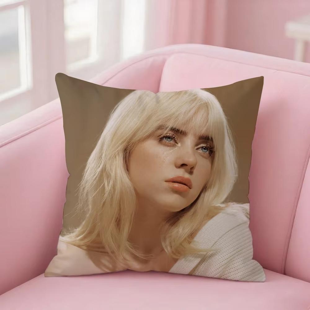 B-Billie E-Eilish Anime Style Pillowcase 45X45Cm Sofa Bed Cushion Cover For Bedroom Car Office Sofa Fashion Perfect Fan Gift