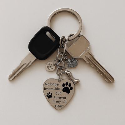 Love Heart Dog Tag Key Chain Dog Paw Pet Keychain Pendants Pet Memorial Key Chain Pet Memorial