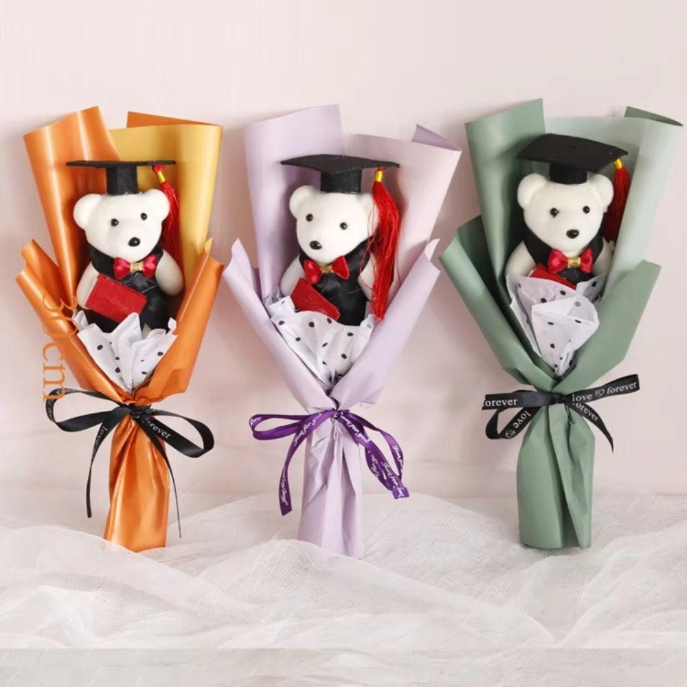 Cartoon Graduation Bear Plush Toy Stuffed Simulated Bear Doll Bouquet  Girlfriends