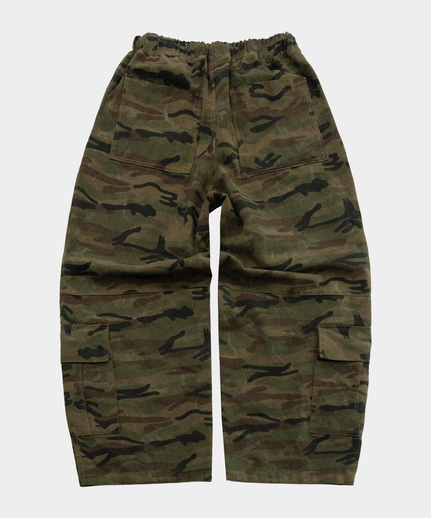 SOMEPLACE MAN Camo Washed Big Pocket Elastic Strap Rockstar Wide Cargo Pants [Khaki]