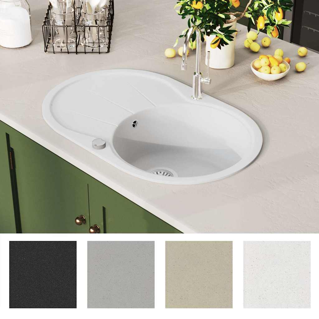 Granite Sink Single Basin Oval White