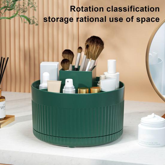 Держатель для кистей для макияжа, вращающийся на 360 градусов, большая вместимость, несколько отделений, органайзер для косметики на столешницу