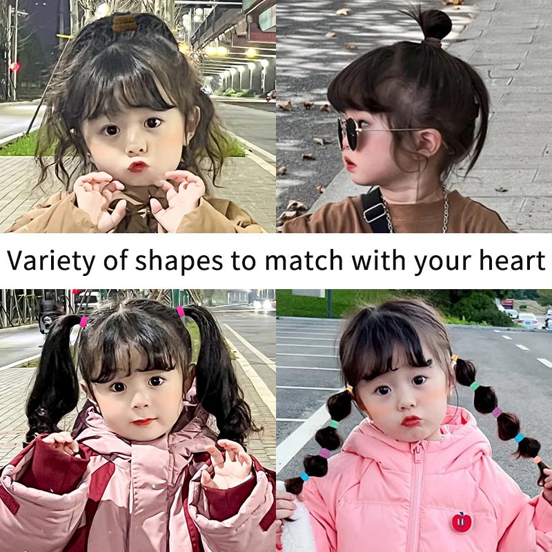 100 шт./пакет, милые однотонные эластичные резинки для волос ярких цветов для девочек, детские милые резинки для волос, детские аксессуары для волос