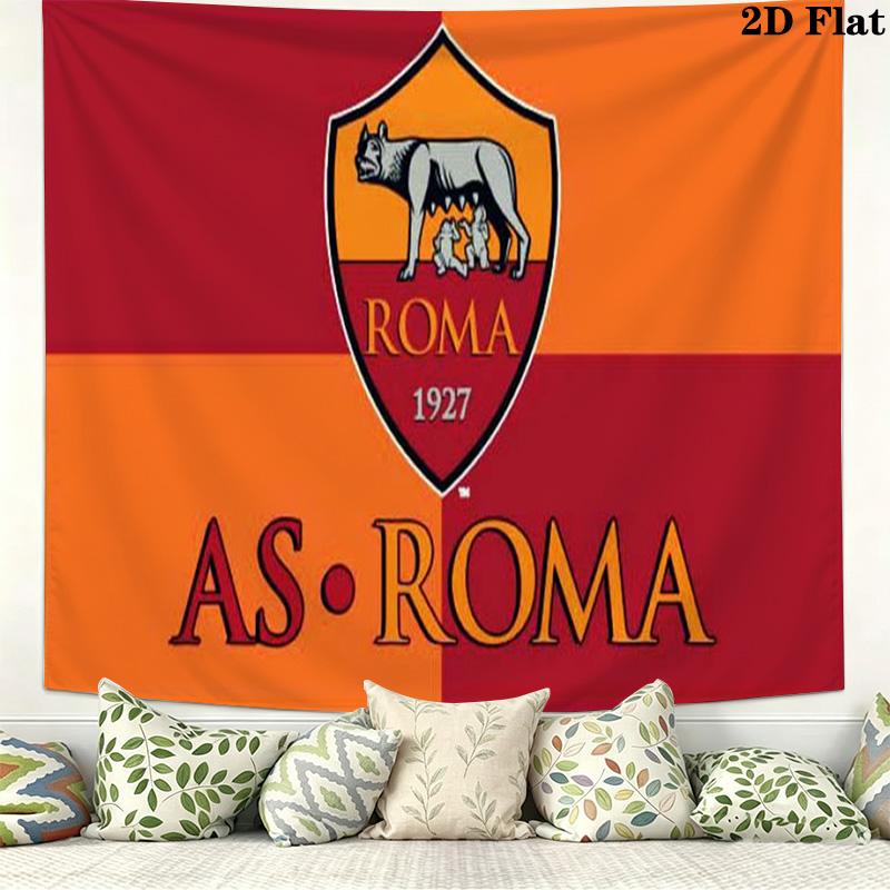 AS Roma Football Wall Tapestry Aesthetic Wall Hanging Printed Fabric Blanket Decorative Tapestries for Bedroom Living Room Home Decor