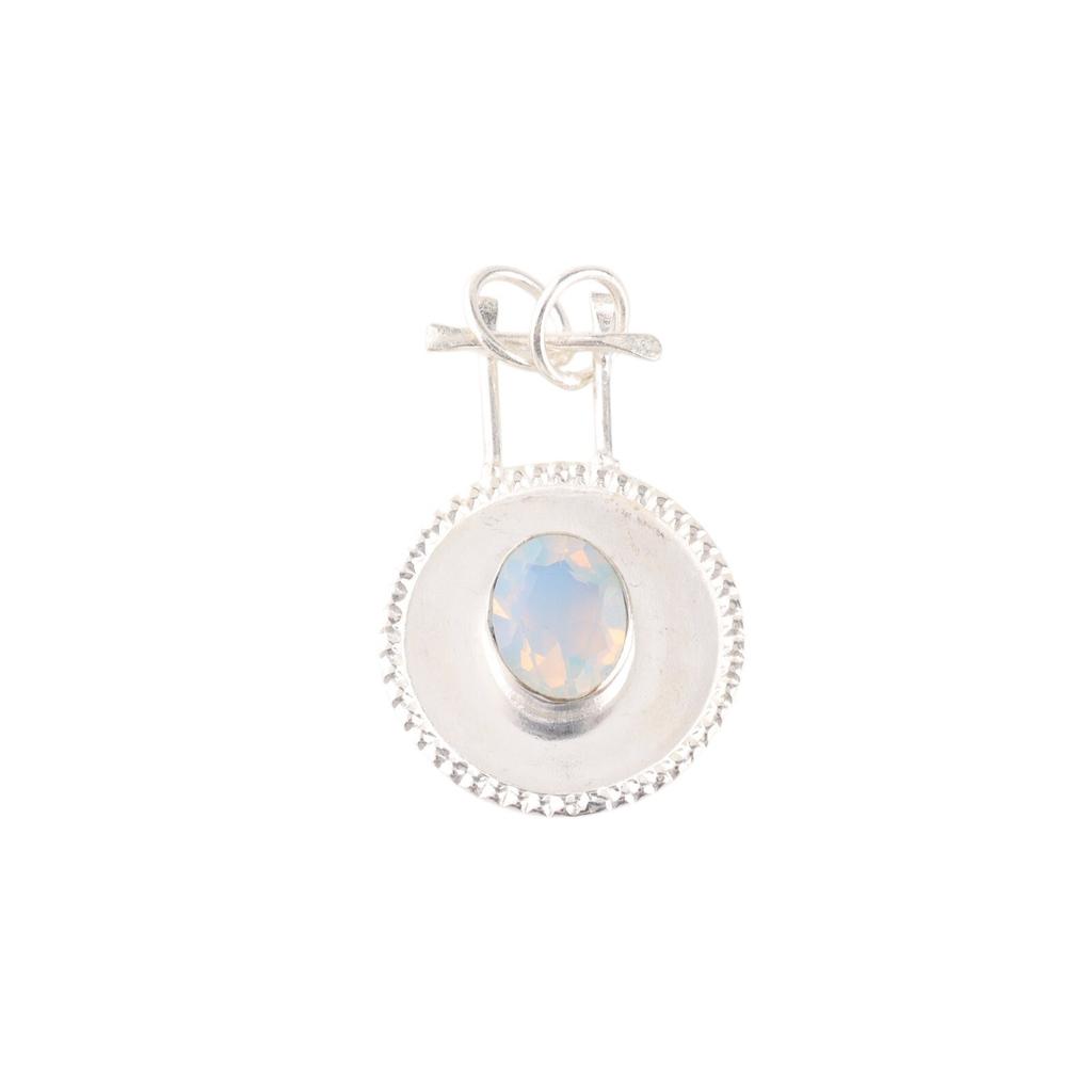 Natural Milky Opal Gemstone 925 Sterling Silver Handmade Stylish Pendant 1.4" PP-57-20