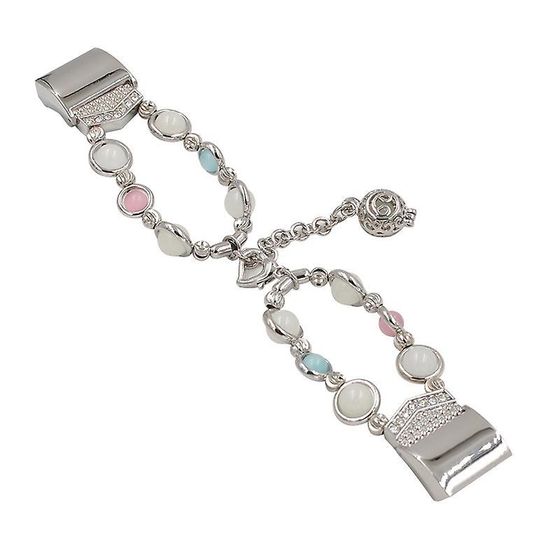 Agate Luminous Bead Decor Metal Replacement Watch Band Wrist Strap for Fitbit Charge 6/5