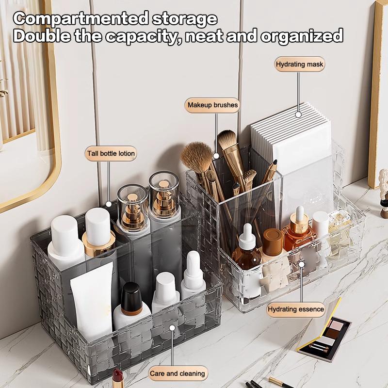 Clear Pet Makeup Brush Holder Desk Cosmetic Stationery Organizer Lipstick Storage Box Nail Polish Display Stand Rack Case