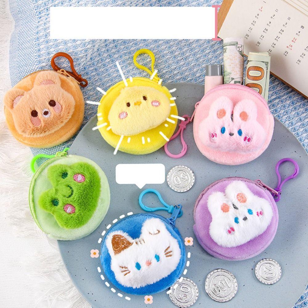 Soft Animal Cartoon Plush Coin Purse Cute Headphone Bag Durable Lipstick Storage Bag  Student