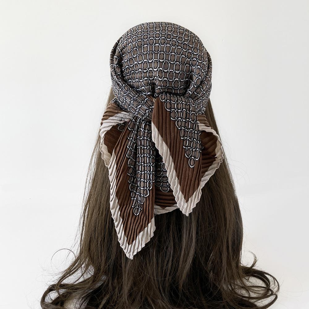 Wholesale Spring and Summer 71 herringbone pattern wrinkled European and American square scarves women's silk scarves fashion headscarves thin