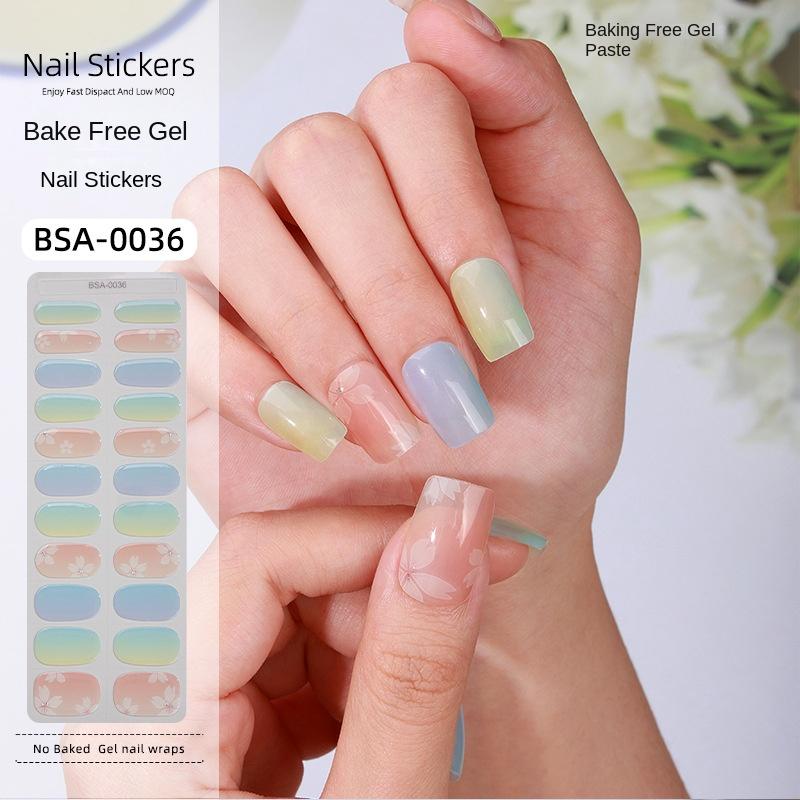 Bake-free Gel Manicure Stickers French Onion Powder Semi-cured Nail Stickers