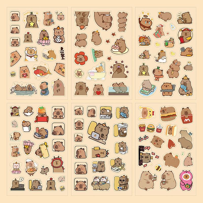 6 шт. в упаковке водонепроницаемые наклейки капибара декоративные детские наклейки принадлежности для скрапбукинга симпатичные наклейки упаковка украшение для дневника