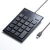 Sanwa Supply Wired Numeric Keypad USB Connection Silent Key Pantograph Black Type-C NT-23CBK