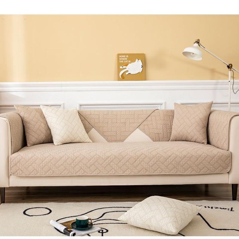 Скандинавский минималистичный диван с фиксированным чехлом, тканевое полотенце, четыре сезона, чистый хлопок, противоскользящая подушка для дивана, современный однотонный кожаный чехол для дивана
