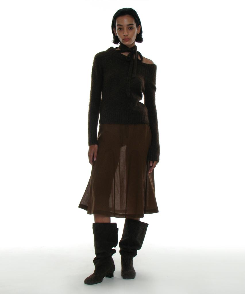 Partimento Women Leather Folding Slouch Tall Boots_Dark Brown (B Type)