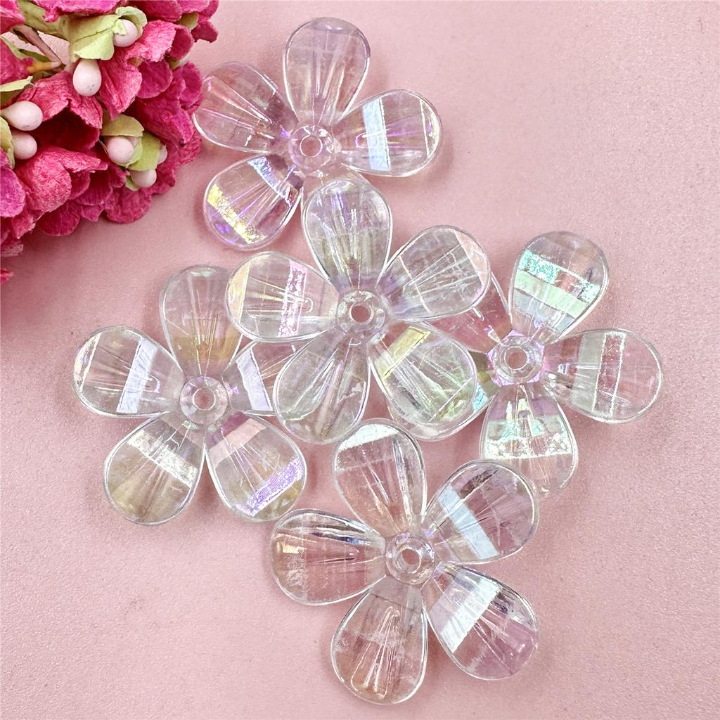 Hanmade Loose Beads 5Pcs Beading Neclace Bracelet Dazzling Flowers Handcrafted Acrylic for Jewelry Making DIY Findings
