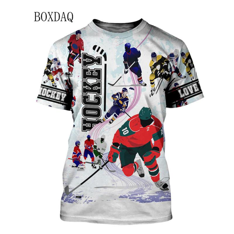 Fashion Beautiful Hockey Sports Men's T-shirts Short Sleeve 3D Printed Street Male Oversized Tops Man Clothing Casual Tees