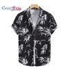Мужская рубашка с коротким рукавом из черно-белого бамбукового листа, мужская рубашка, лето 2025 г., новинка