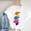 Unisex Summer Fashion Tshirt Short Striped Make Up Printing Spring Sleeve Lady Print Tee Top FeUnisex Clothing Casual Graphic T-shirt