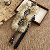 Retro Leather Fur Belt Punk Y2K Plush Waist Belt Personality Furry Waistband  Daily