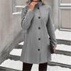 Women Turn‑Down Collar Wool Blend Coat Single Breasted Button Down Long Sleeve Pockets Mid‑Length Casual Winter Outerwear Jacket