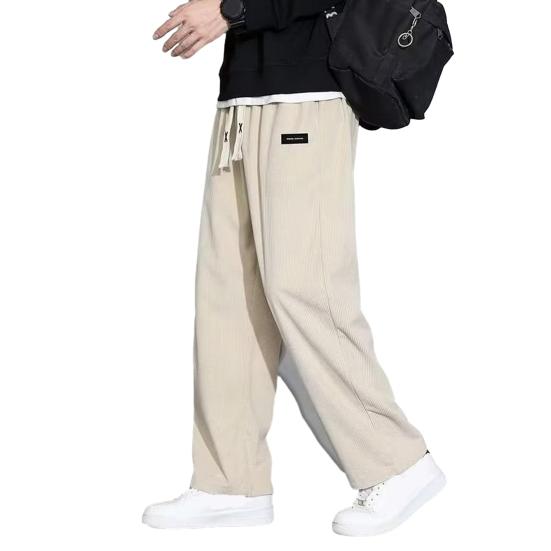 Мужские вельветовые брюки осень-зима с эластичной резинкой на талии и шнурком сплошной цвет повседневные свободные карманы мягкие мужские прямые широкие спортивные брюки мужская одежда