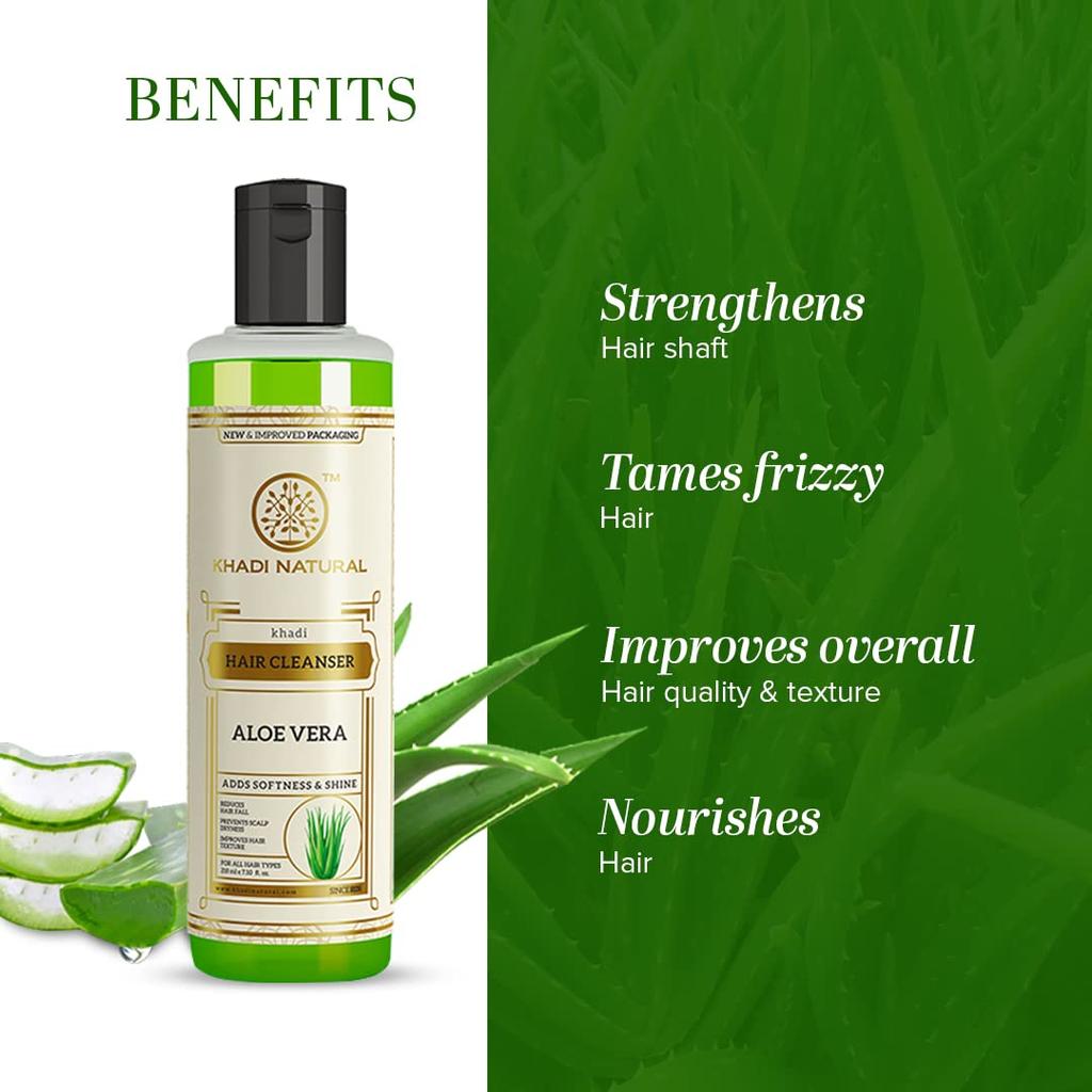 KHADI NATURAL Очищающее средство для волос с алоэ вера 210 мл Упаковка 1 шт. | Питательное натуральное средство для очищения волос для всех типов волос