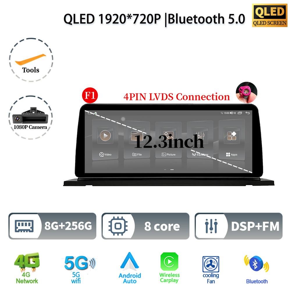 12,3" для BMW 5 серии F07 GT 2011-2017 Android 14 автомобильное радио мультимедиа стерео 4G GPS навигация WIFI беспроводной BT CarPlay экран