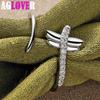 925 Sterling Silver Dragonfly AAA Zircon Opening Ring Jewelry