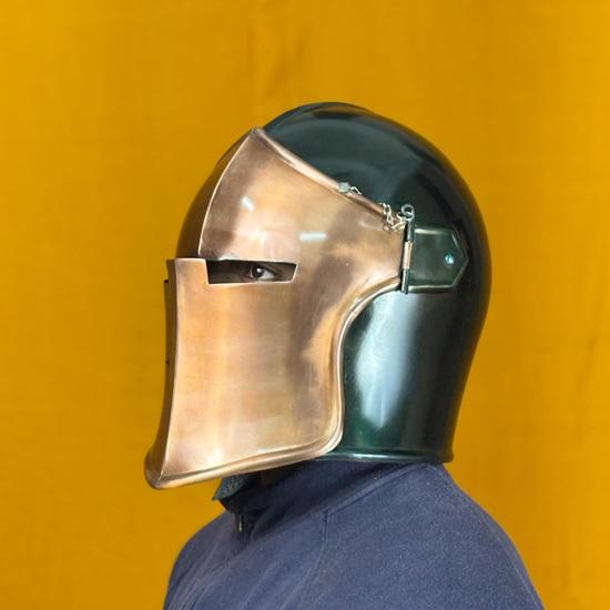 Barbute Copper Green Two-tone Helmet Medieval Knight Armor 18g Soft Steel LARP Cosplay Warrior Helmet