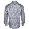 Mens Long Sleeve Shirt Black  Design Casual Shirt Silk Paisley Shirt Collar Pin Luxury Mens Fashion