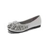 Fashion Luxury Designer Woman Rhinestone Flats Ballet Gold/Silver Bowtie Loafers Femmes Shallow Slip On Ballerinas Brides Wedding Shoes