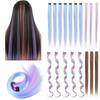 Rainbow Colorful Extension Fashion Long Straight Wavy Hairpieces Fake Hair Clip Strands  Women/Kids