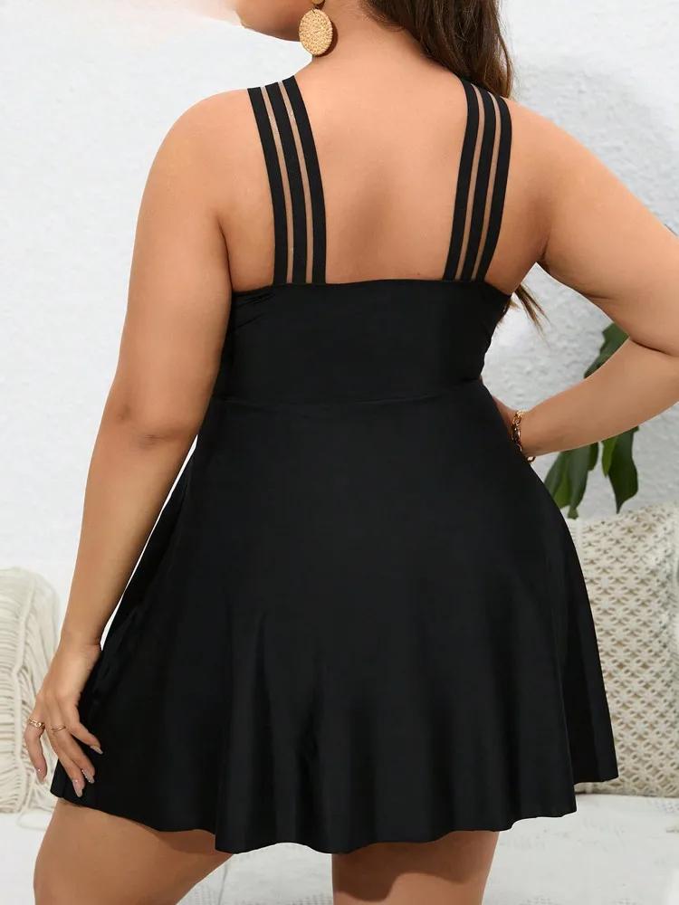 2025 Black 2 Piece Plus Size Dress Swimwear Women Strapped Large One Piece Swimsuit Beach Chubby Big Bathing Suit