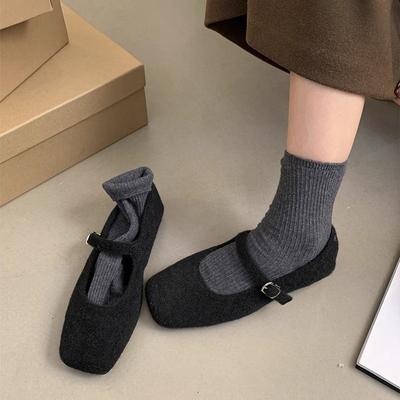 Высококачественные пушистые туфли для женщин, новые осенне-зимние туфли Мэри Джейн на плоской подошве с ретро-темпераментом