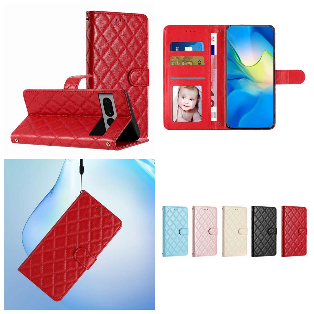 Quilted Pattern Faux Leather Wallet Case for Google Pixel 6 /Pixel 7 /Pixel 8 /Pixel 9 /Pixel 10 Series...360° Protection with Card Slots & Stand