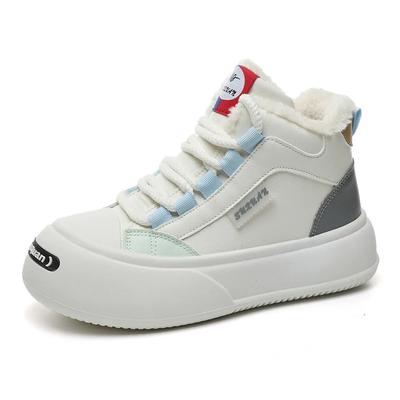 Новые зимние туфли 2024 года, белые туфли для женщин, плюшевые спортивные туфли на толстой подошве, теплые хлопковые кроссовки для женщин