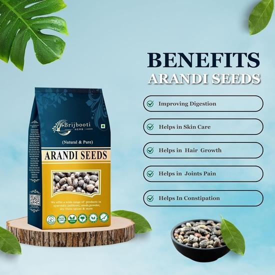 Birju Mahavir CASTOR SEEDS/ARANDI KE BEEJ - 400 GM, Natural (BMKB-201)