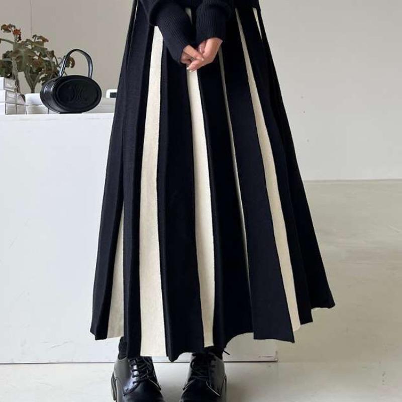 Повседневная юбка женская, осень/зима 2023, двойная толстая маленькая толпа, трикотажная полуюбка в тон, трикотажная юбка-зонтик трапециевидной формы