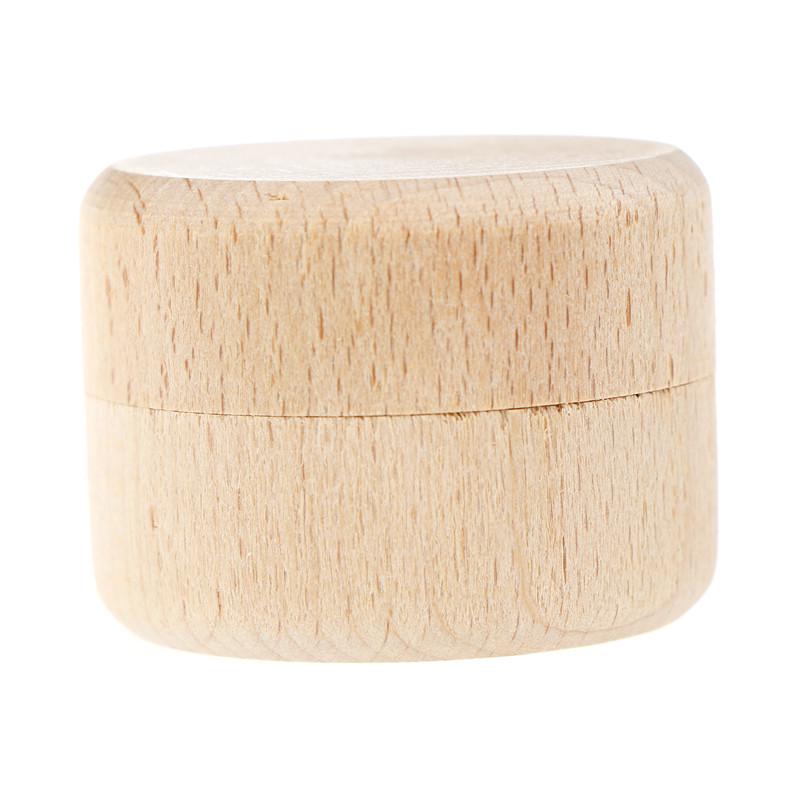 Round Wooden Wedding Ring Jewelry Trinket Box Wood Storage Container Case