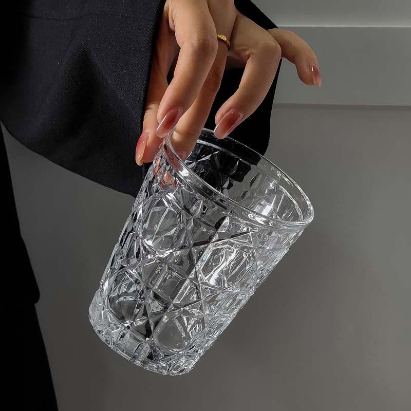 2 шт. 310 мл Винтажные бокалы для западного вина с ромбовидным узором, стаканы для холодных напитков, воды, кофе, бытовые кружки для виски, пива, бренди, ликера