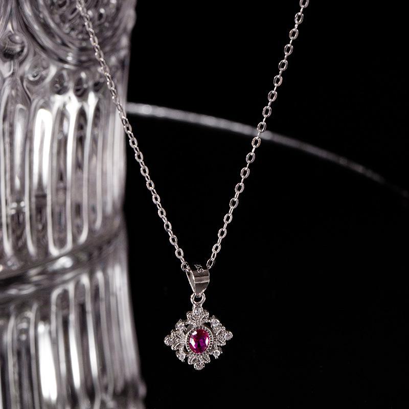 Ожерелье с геометрической подвеской в виде ключицы из серебра 925 пробы Banyan Tree с рубином в стиле ретро для женщин